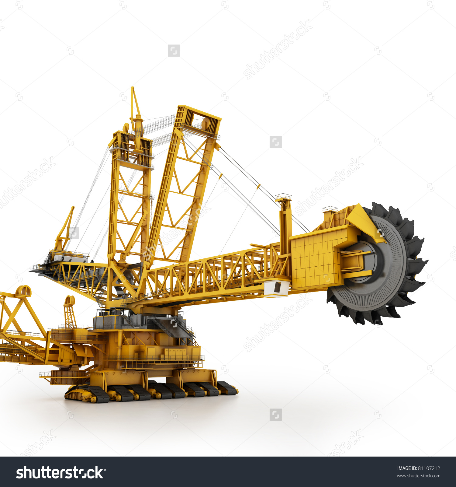 Bucket Wheel Excavator Isolated On White Stock Illustration.