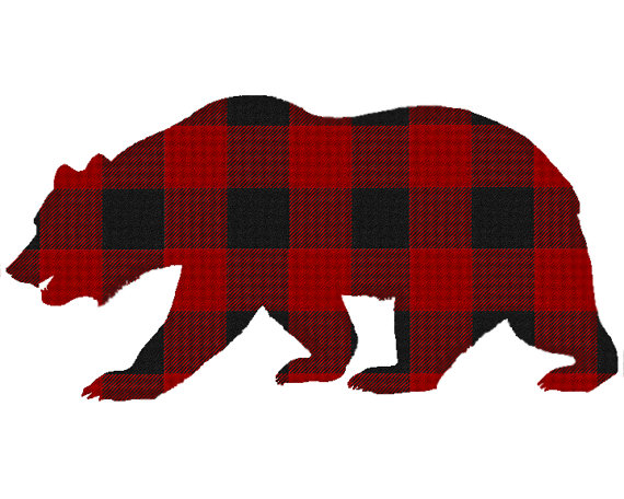 Plaid Bear Digital Print.