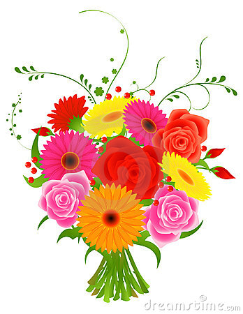 Bunch flowers clip art.