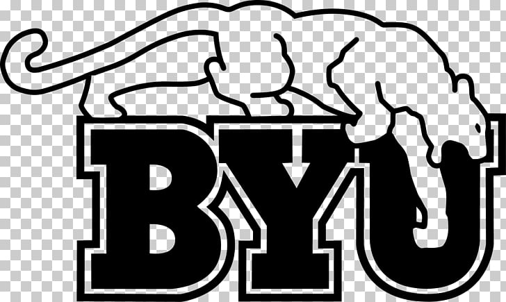 Brigham Young University BYU Cougars football Black and white Logo.