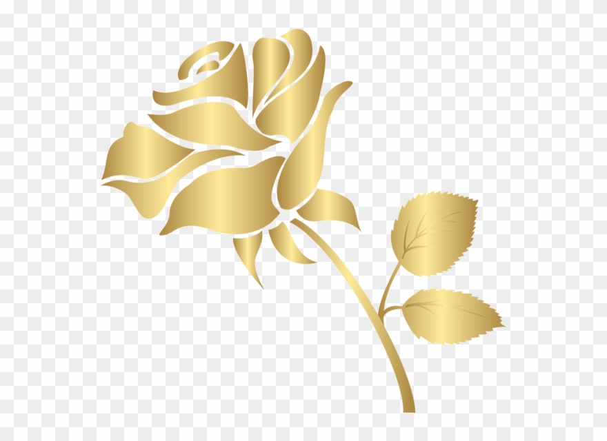 Decorative Gold Rose Png Clip Art Image.