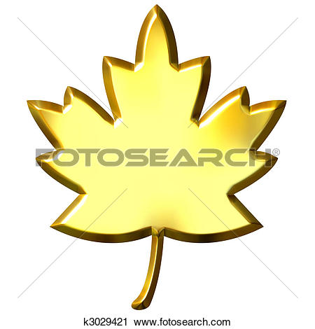 Clipart of 3D Golden Canadian Leaf k3029421.