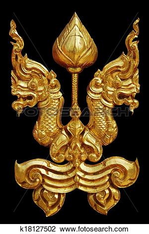 Clip Art of Ornament of gold plated vintage floral ,thai art Style.