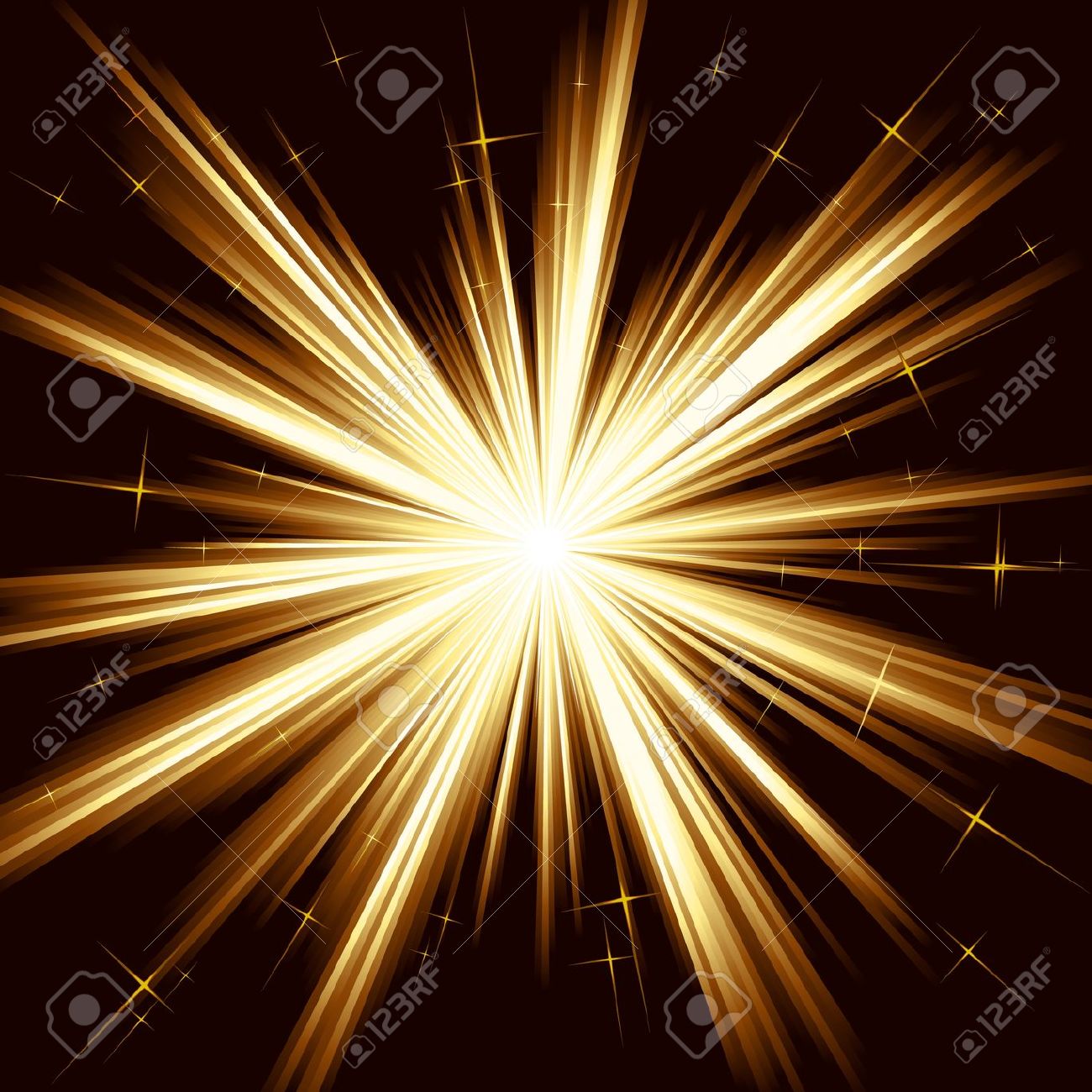 Brown Golden Light, Star Burst; Stylized Fireworks With Little.