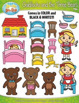 Goldilocks and the Three Bears Fairy Tale Clipart {Zip.