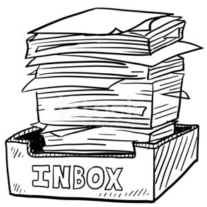 Full inbox workplace sketch Clipart Image.