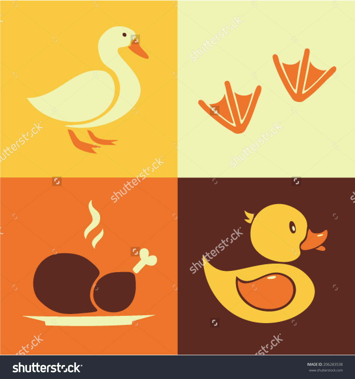 Vector Illustration Icon Set Duck Goose Stock Vector 206283538.