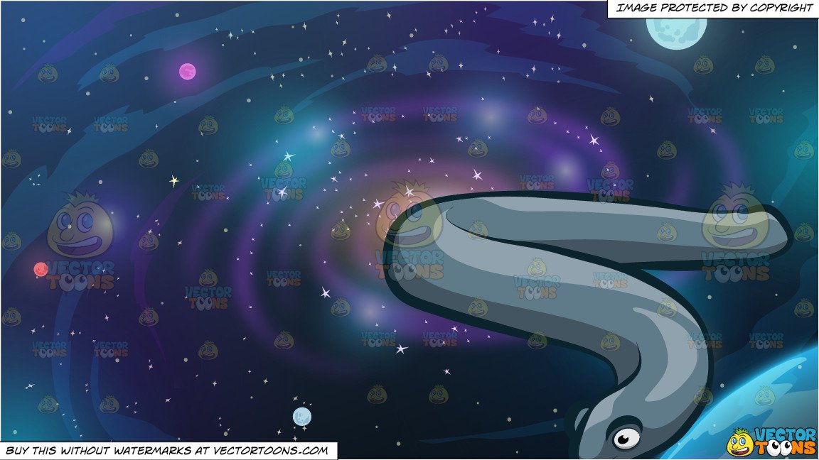 A Sleek Electric Eel and Galaxy Background.