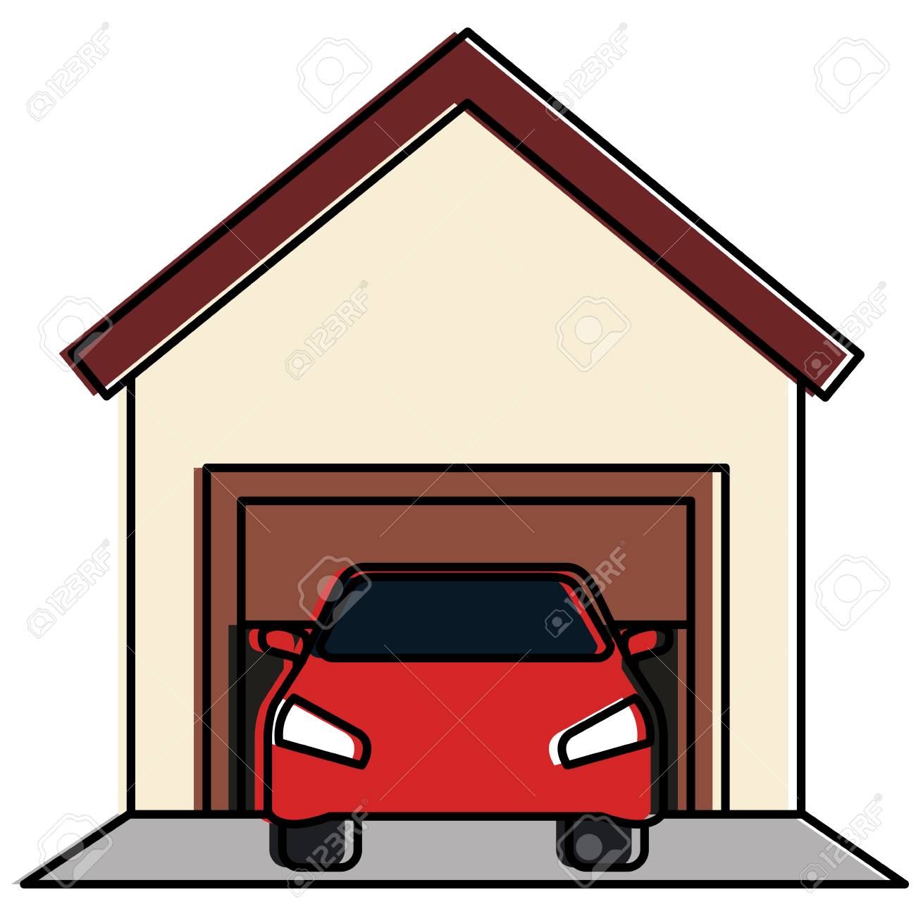 Garage building with car vector illustration design.