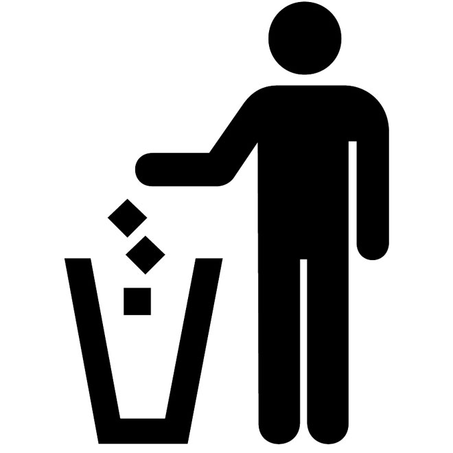 Litter disposal vector sign.