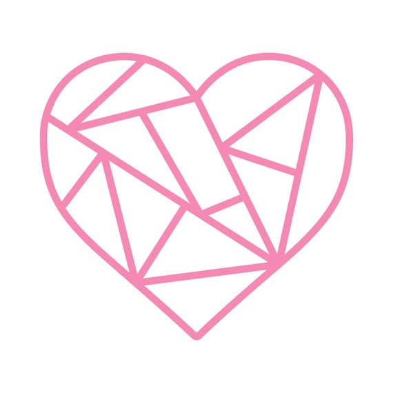 Geometric Heart Cut File .SVG .DXF .PNG.