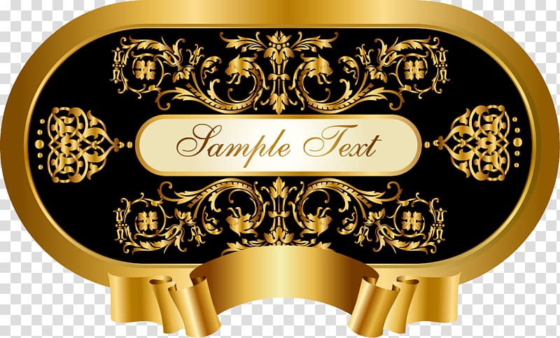 Royal billboard black retro gilt transparent background PNG.