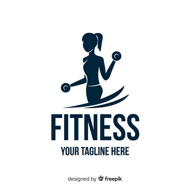 Girl silhouette fitness logo flat design Vector.