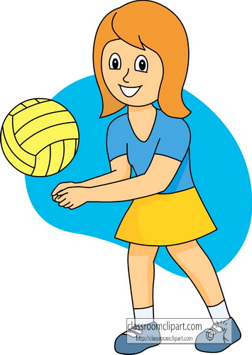 Girls Playing Volleyball Clipart.