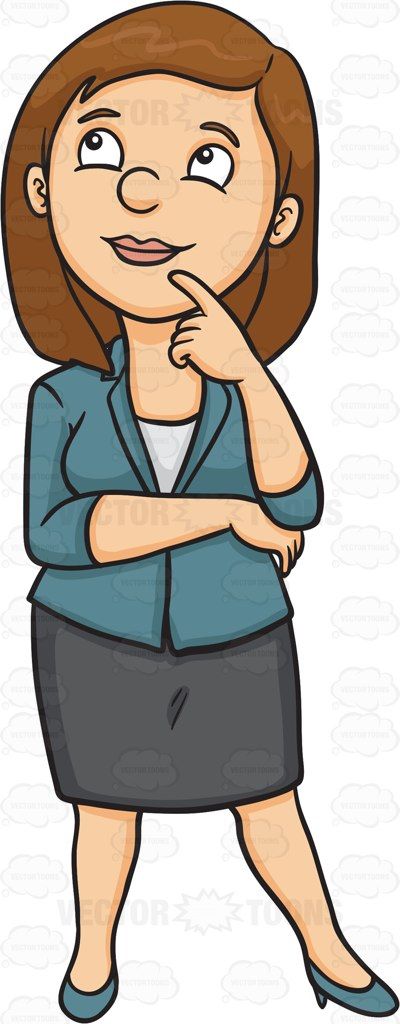 A woman thinking of a bright idea #cartoon #clipart #vector.