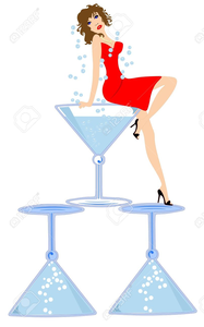 Girl In Martini Glass Clipart.