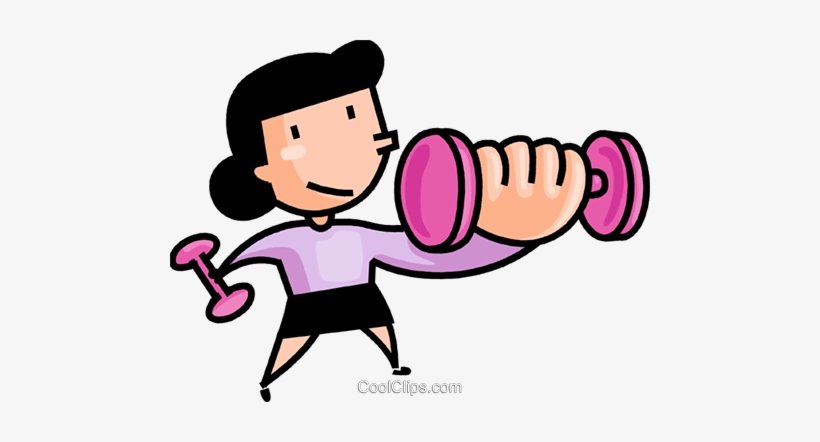 Girl Lifting Weights Royalty Free Vector Clip Art.