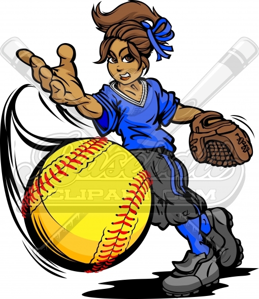 Fastpitch Softball Clipart Vector Clipart Image.