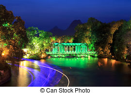 Stock Image of glass bridge at the banyan lake guilin guangxi.