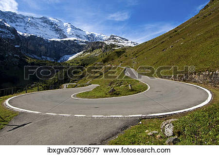 Picture of "Hairpin curve, mountain road to the Klausen Pass in.