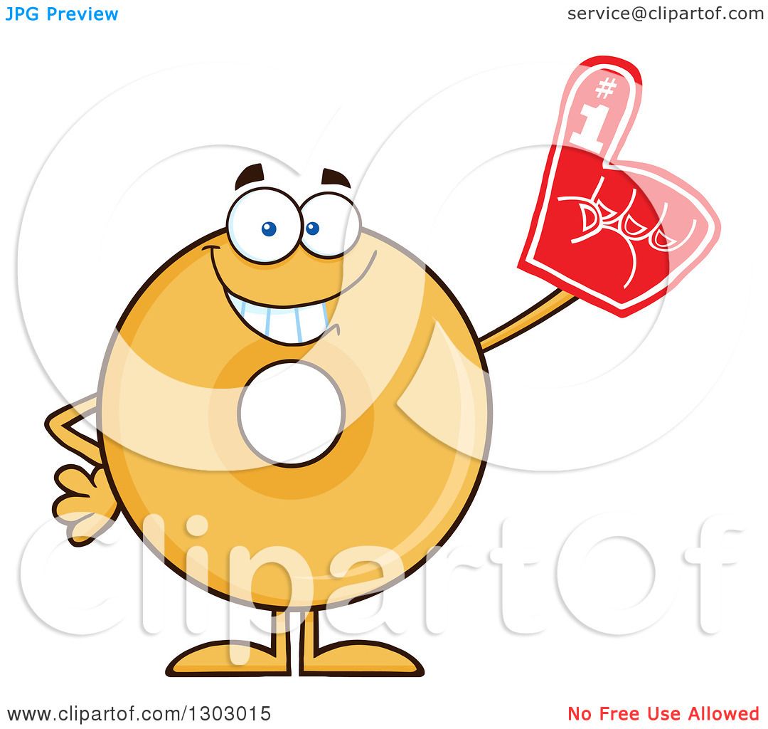 Clipart of a Cartoon Happy Round Glazed or Plain Donut Character.