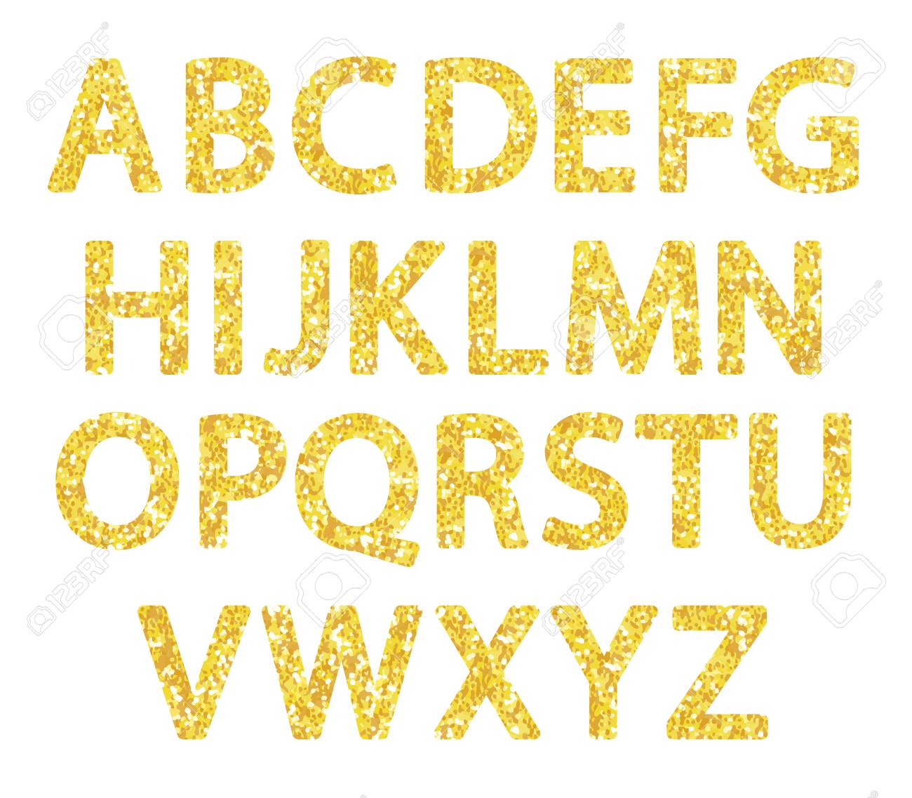 Luxury festive Golden glitter sparkling alphabet letters..