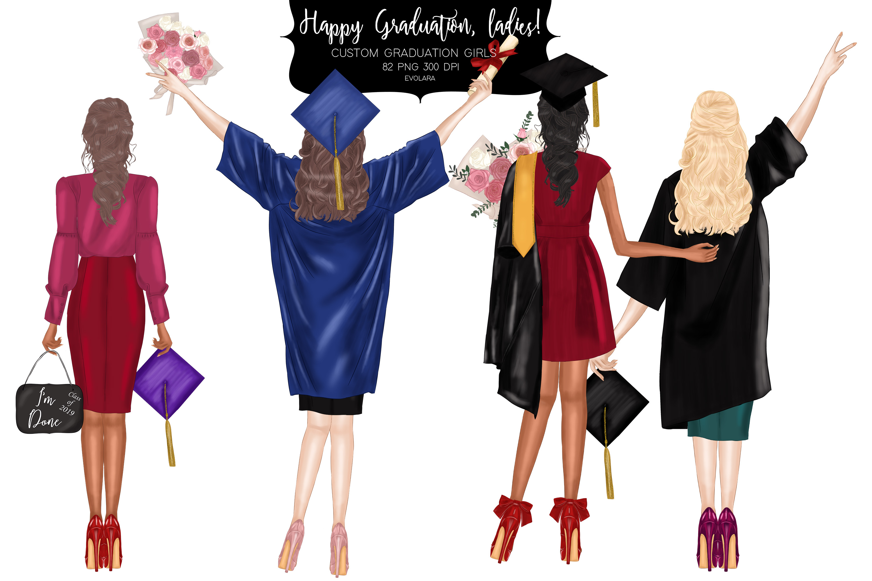 Graduation Clipart Graduating Girls Clipart Diploma Clipart.