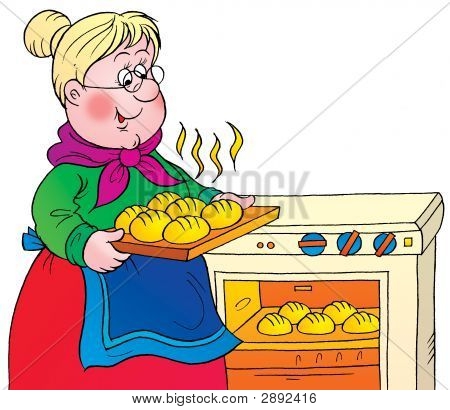 Cooking Grandma And Granddaughter Clipart#2019126.