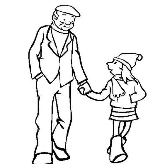 Grandfather Clipart Black And White.