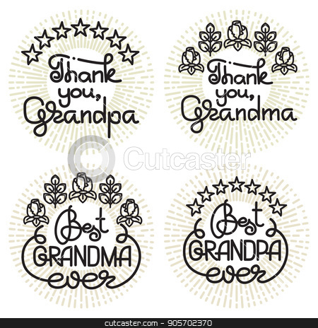 Grandma and grandpa handwritten lettering. Grandparents day.