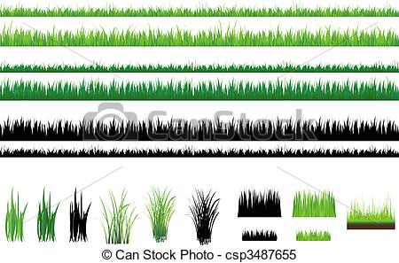 Clipart Vector of Grass collection, Isolated On White.