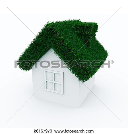 Stock Illustrations of House with green grass roof. k6167970.