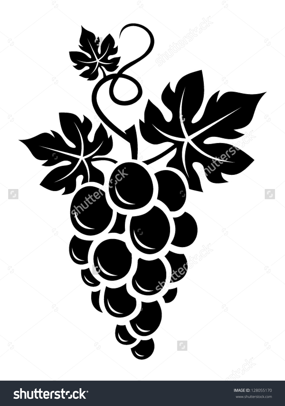 Black Silhouette Grapes Vector Illustration Stock Vector 128055170.