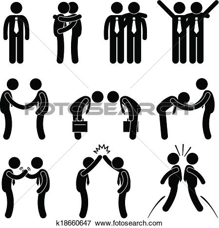 Clip Art of Business Manner Greetings Gesture k18660647.