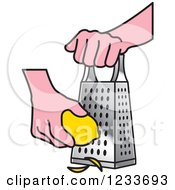 Clipart of a Black and White Hand Grating a Lemon.