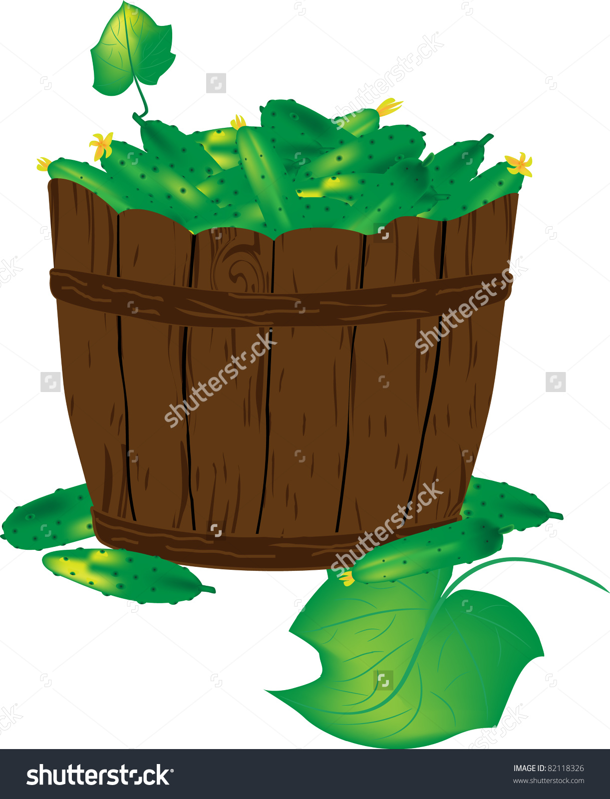 Green Cucumbers Basket Stock Vector 82118326.