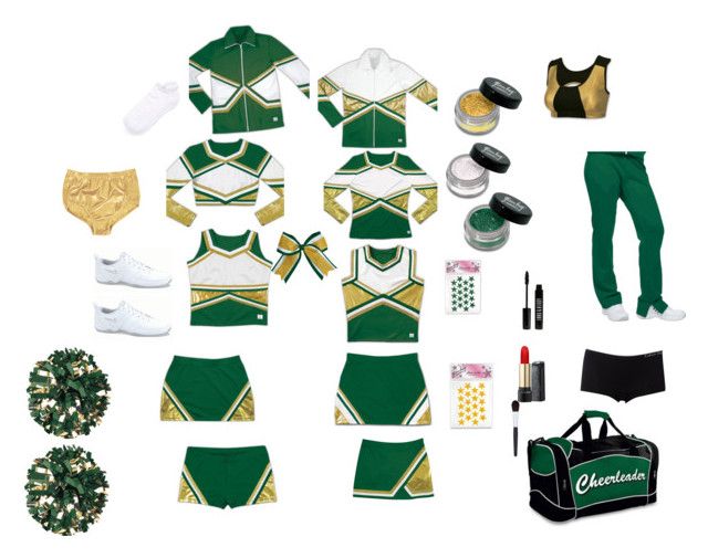 Green, Gold, and White Cheerleading Uniform in 2019.