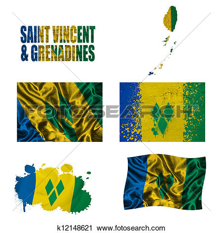 Clipart of Saint Vincent and the Grenadines flag collage k12148621.