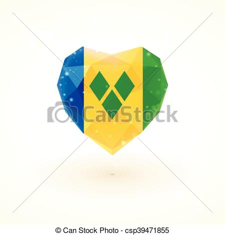 Clipart Vector of Flag of Saint Vincent and the Grenadines in.