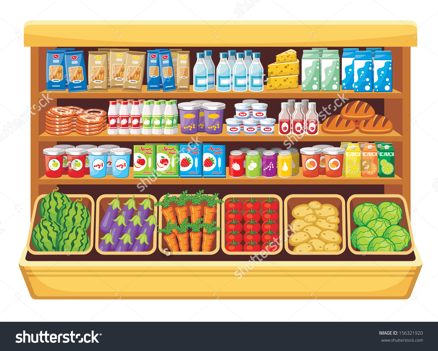 Grocery store shelves clipart.