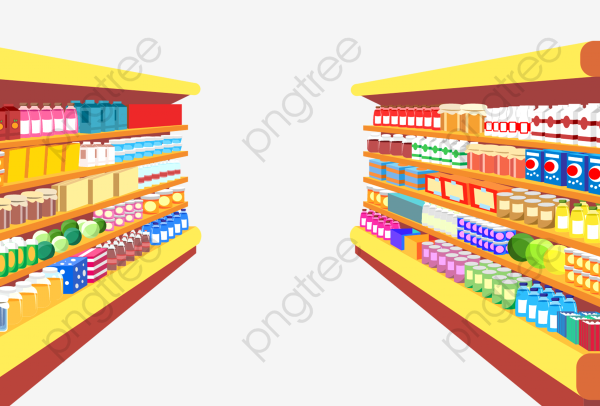 Simple Supermarket Shelves, Supermarket Clipart, Supermarket.