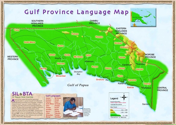 Gulf Province language Map.