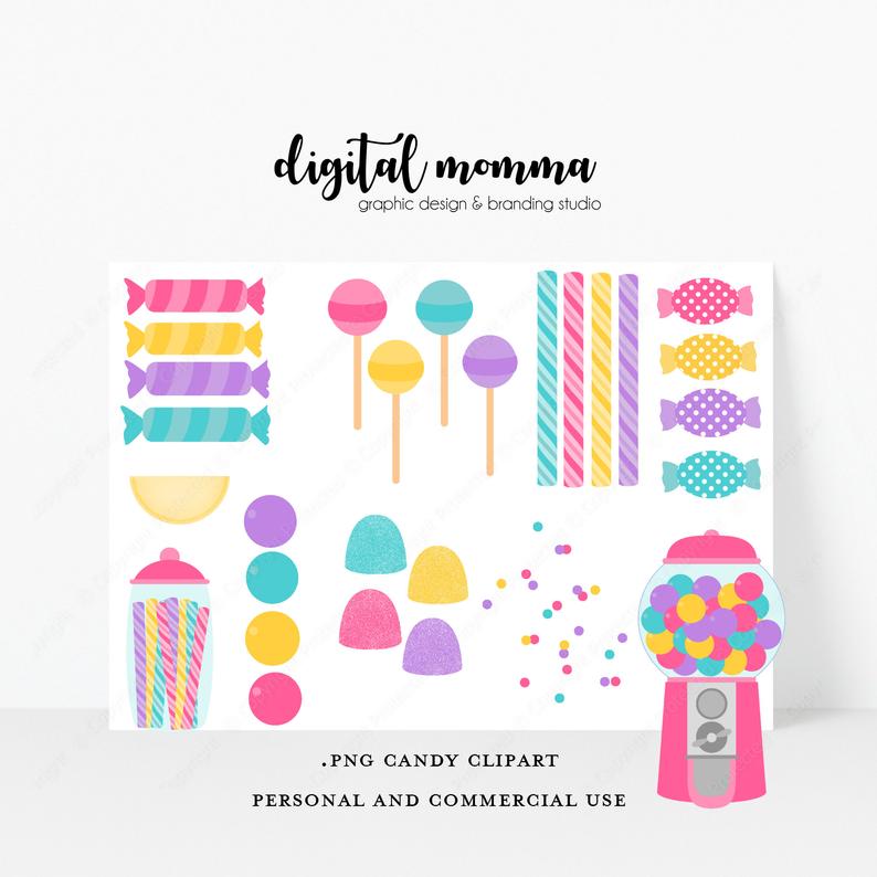 Candy, Gumball Machine Clipart Set, Personal & Small Commercial Use,  Instant Download!.