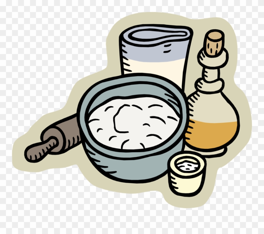 Vector Illustration Of Baking Flour Dough Batter With.