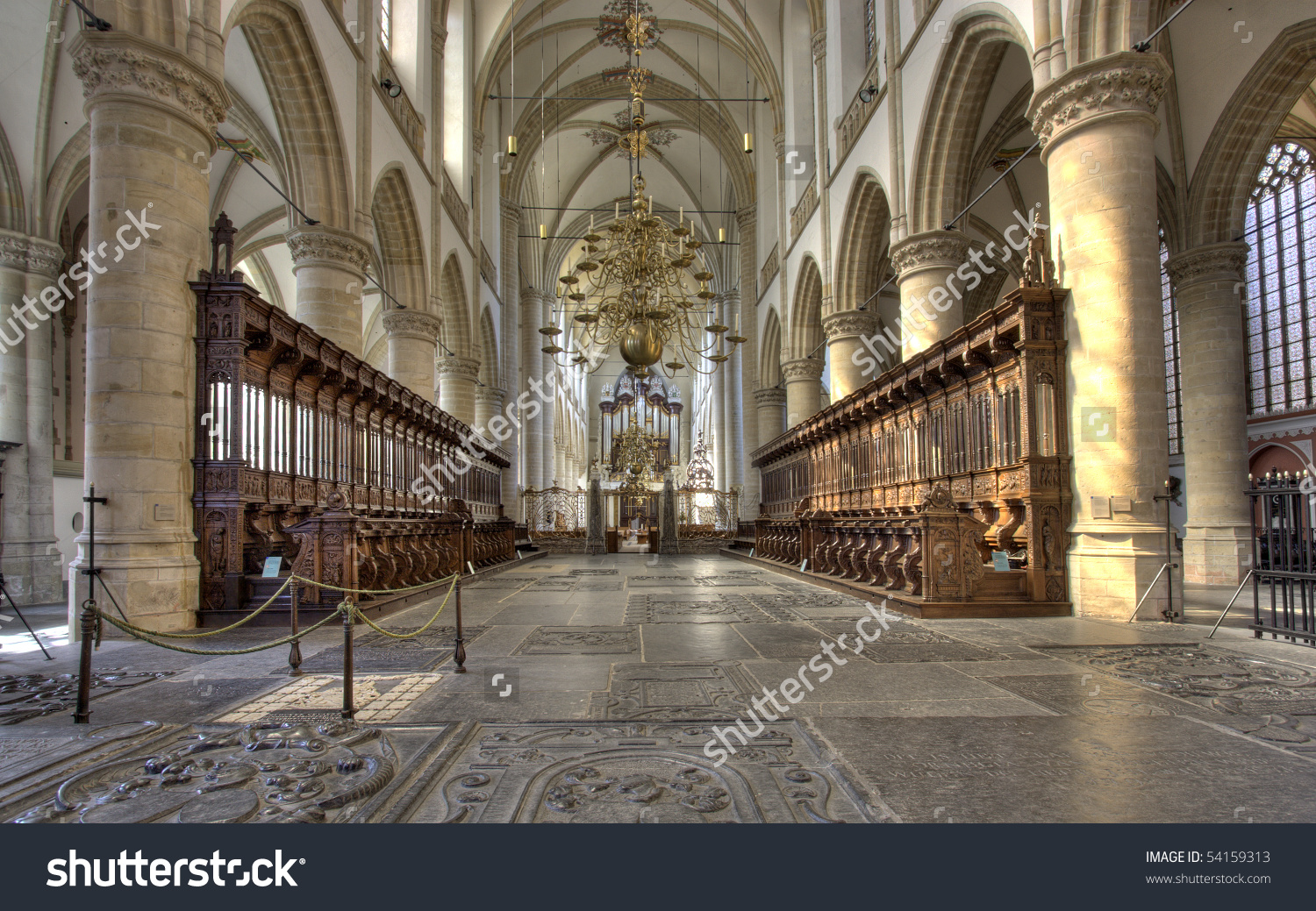 Interior Of Cathedral Of Dordrecht, Holland Stock Photo 54159313.