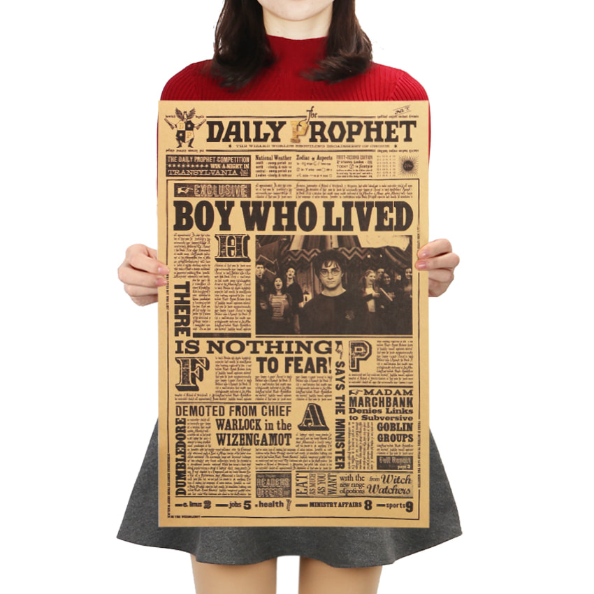 Details about Classic Harry Potter Daily Prophet Movie Kraft Paper Poster  Bar Cafe Decorative.