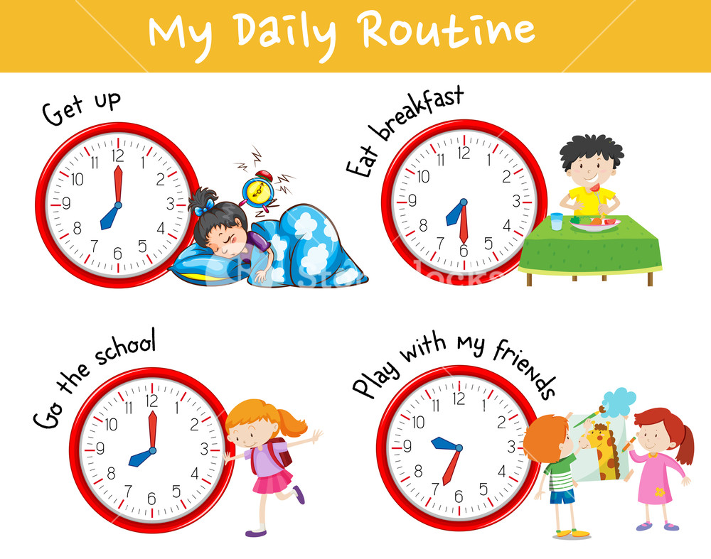 Activity chart showing different daily routine of kids Royalty.