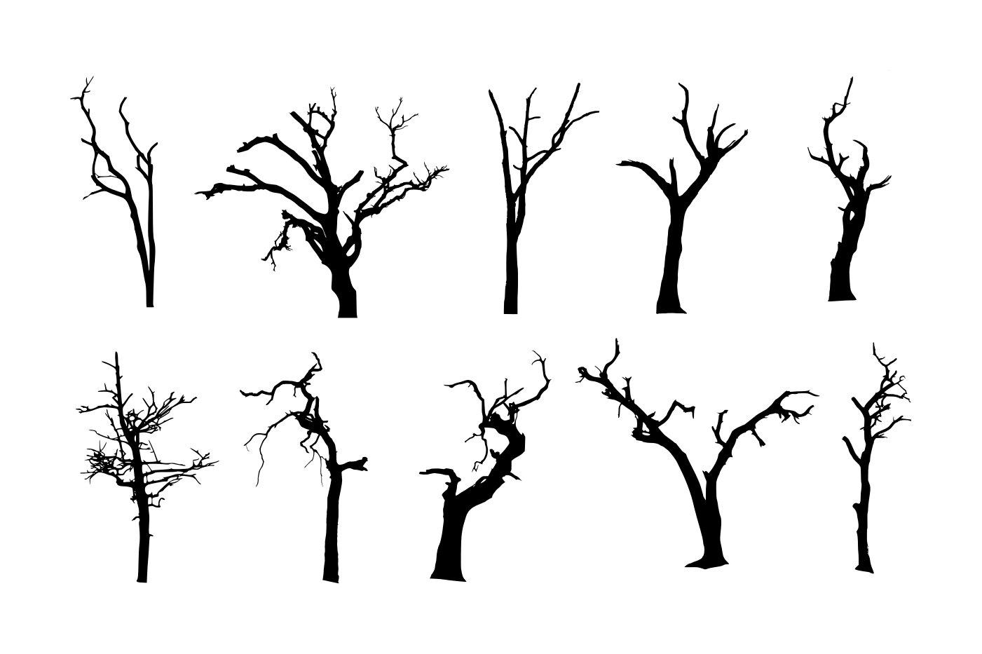 10 Spooky Dead Tree Silhouette (PNG Transparent) Vol. 2.