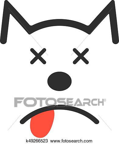 Simple dead dog icon Clipart.