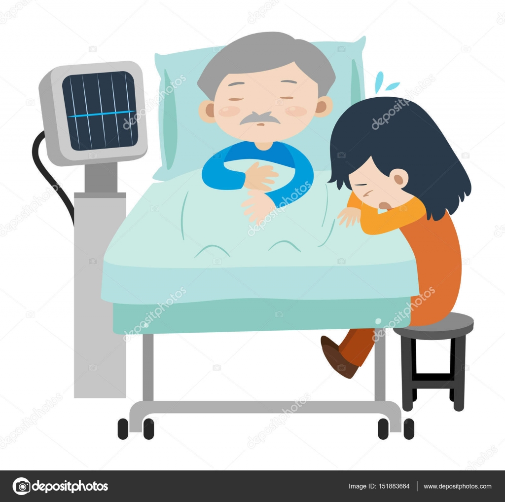 Clipart: girl in hospital bed.